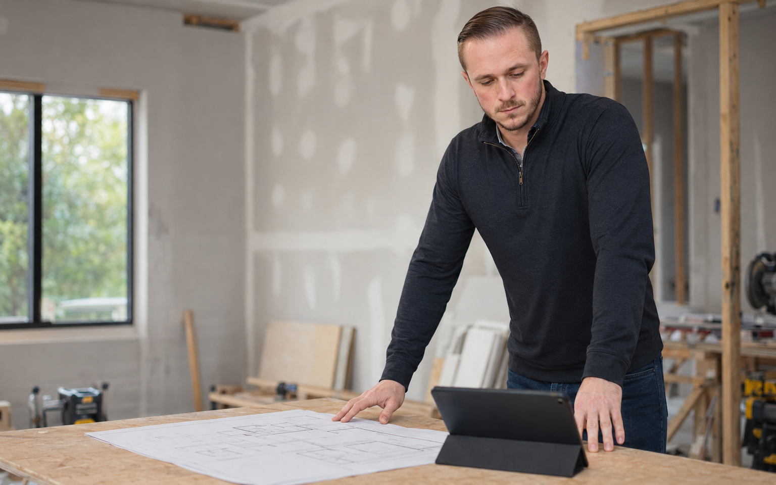 Brad Metz evaluating an investment property renovation
